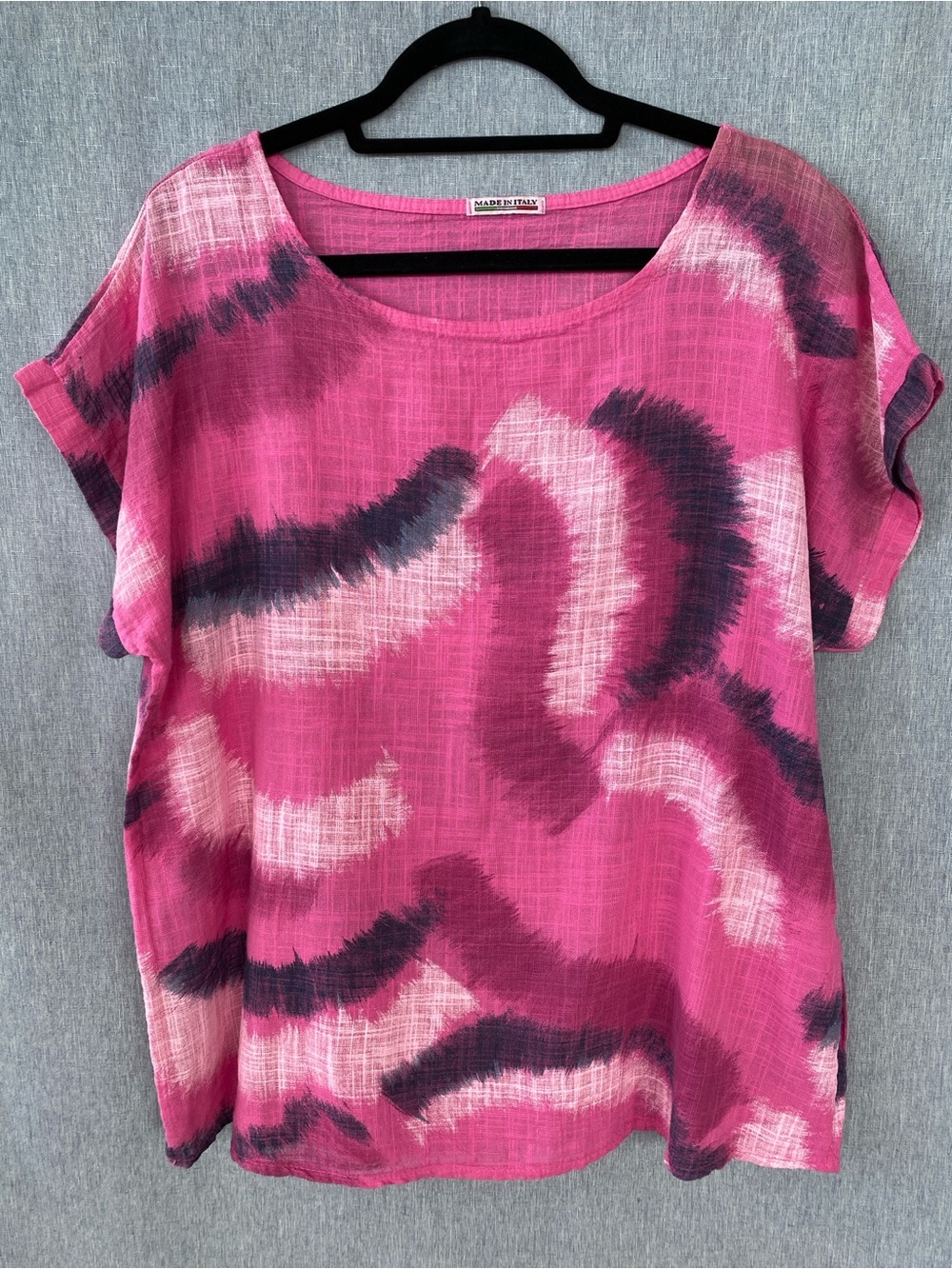 🇮🇹 Made in Italy  | 100% Linen Art Print Top | Relaxed Fit - Size L